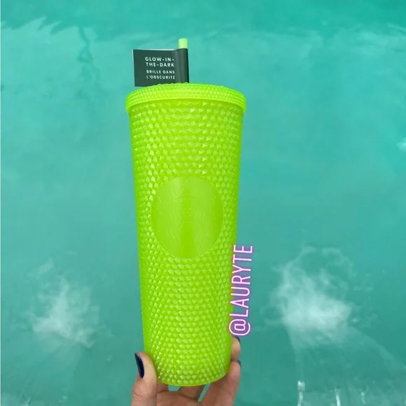 Starbucks 2022 Glow in the Dark Neon Lemongrass Venti Studded Tumbler - Picture 5 of 6